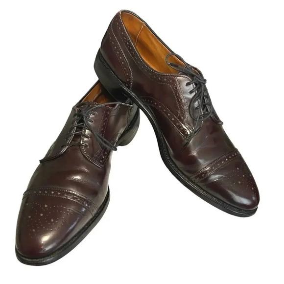 Allen Edmonds Men’s Sanford Burgundy Oxford Cap Toe Dress Shoes Size 9.5 A main image 5